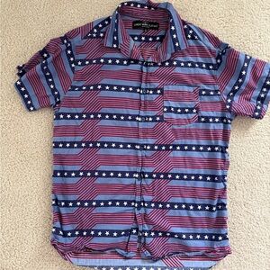 Men's Blue and Red Star Pattern Casual Shirt